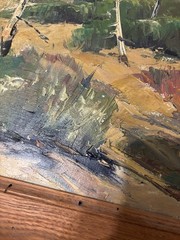1962 Bennett Bradbury Exceedingly Rare Canvas Mountain Painting. “Noon” Oregon