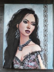 Beautiful Girl Paintings pearl Woman Portrait Hand Original Oil art Empowerment