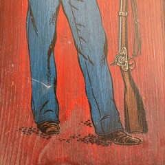 Vintage Union Soldier of the Civil War Painting on Wood 19”x9” Art Wall Hanging