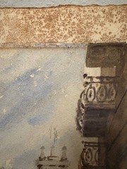 Vintage Llompart Watercolor Painting Old San Juan Puerto Rico Street Gate Art