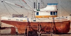 R.A Ritchie Allen Benson Original Watercolor Painting ‚Pescador“ Fishing Boat