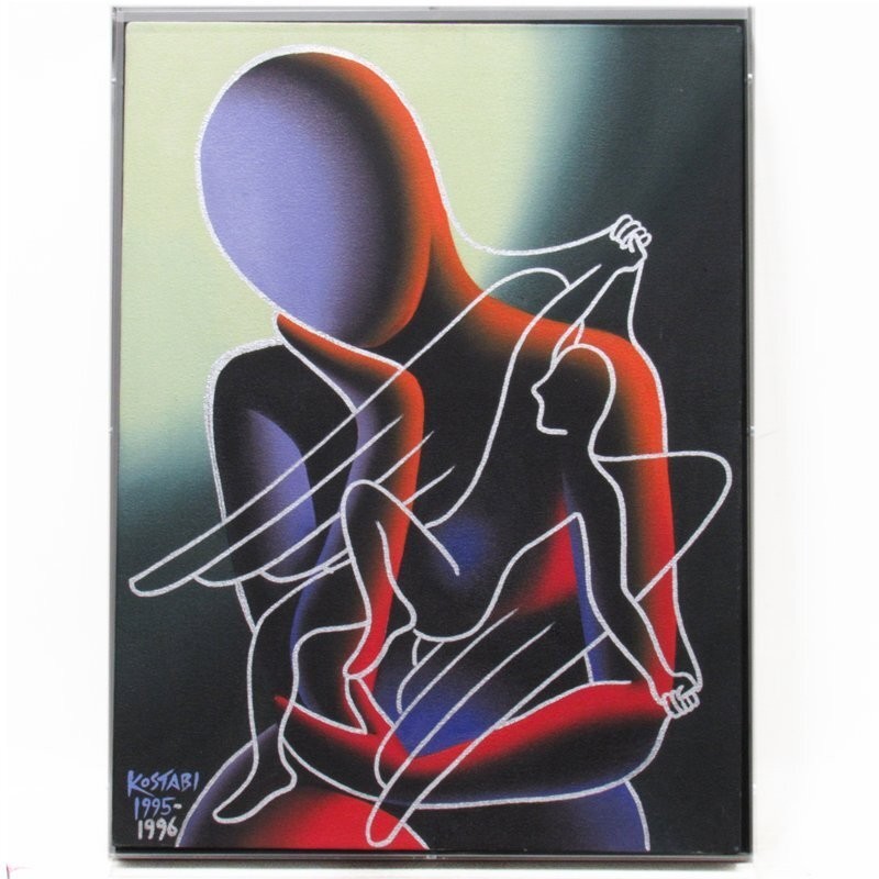 MARK KOSTABI „SKIN OFF MY BACK“ Original Canvas Painting, Signed, Created 1995