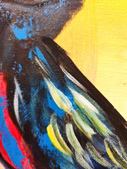 Colorful Bird Wall Art 12×12 Original Whimsical Pop Art Painting Decor