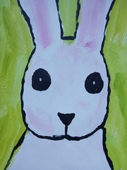 Impressionism/Abstract 11×14 Simple Bunny Boy Colorful Fun Hand Made Painting