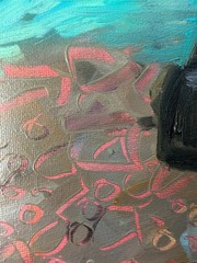 Dog by Lake Original Oil Painting 20×20 Quiet Nature Art Contemporary