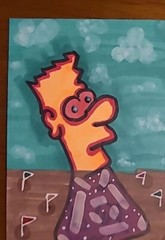 Original Painting Mini Golf Bart Bong Aceo Art Card Fun Games Golfing Markers MG