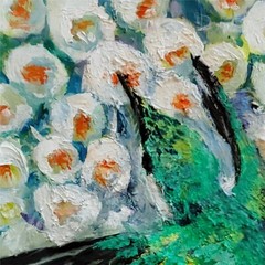 YARY DLUHOS Hummingbird Flower Wildlife Bird Garden Original Art Oil Painting