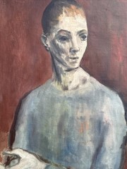 ANTIQUE PORTRAIT PAINTING WPA ARTIST LUCIUS CROWELL IMPRESSIONIST NEW YORK IL