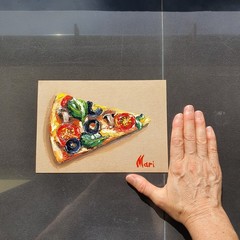 Pizza Vegetariana Painting Still life Original Art Kitchen Fast Food Capricciosa
