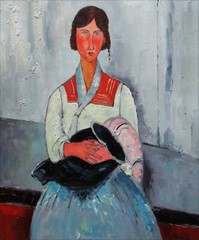 Amedeo Modigliani Gypsy Woman Repro, Quality Hand Painted Oil Painting 20x24in
