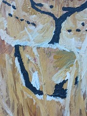 Vintage Oil Painting Lion Face Large MCM era by Cindy Carman 1975 30 x 36in.