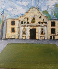 Original Art Painting 12″ x 12″ Acrylic Canvas “ The Alamo“ Impasto Abstract
