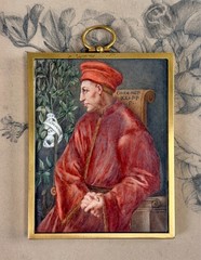 Antique Miniature Portrait Painting Cosimo De Medici Banker Italian Renaissance