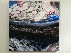 Abstract Acrylic fluid Art Painting 12×12 stretched canvas wood frame wall art
