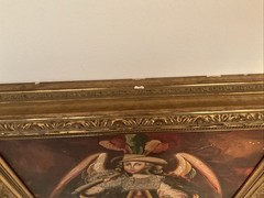 C’1890’s PERU OIL ON CANVAS Angel Arcabucero Cuzco School 27”x19″ (FRAMED 34X26)
