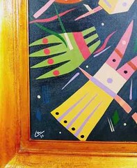 AMAZING WASSILY KANDINSKY OIL ON CANVAS DATED 1936 WITH FRAME IN GOLDEN LEAF NIC