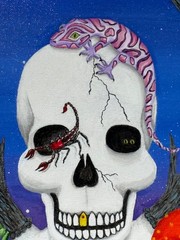 OOAK 16×20 Canvas Abstract skulls and life signed by KookeyartzLLC