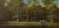 George Horne – Original Oil Painting – Grazing Ponies. New Forest, Hampshire.