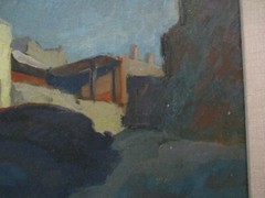 ANTIQUE OIL PAINTING EDITH STAHL REGIONALISM AMERICAN PLEIN AIR INDUSTRIAL 1935