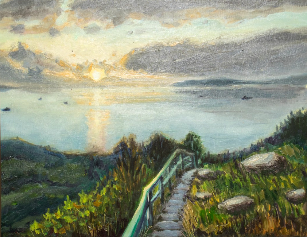 Original Small Oil Landscape Painting Lantau Island view Hong Kong 19×25 cm
