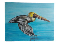 Original Hand Painting Pelican Bird Beach Seaside Coastal Wall Artwork