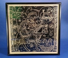 ARTWORK LINO CUT VINTAGE FRAME 10,1/4″X10,1/4″X1/2″INCH.