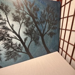 Moon Light Tree Blue Sky acrylic painting on canvas original artist Size 24×48