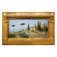 George Fischhof (Austrian, 1849-1914) Italian Landscape Painting of Naples