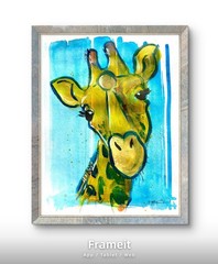 Original Cold Giraffe Painting By Alannah Dyer- Acrylic 8.5×11 in. Africa Animal