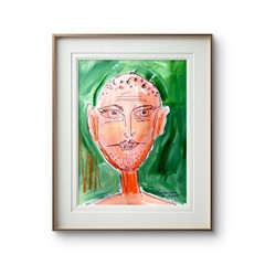 Abstract Face 9″x12″Original Acrylic Paper Expressionism Home Decor Art