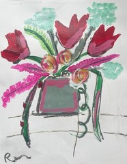 Wild Garden Still Life 05 11 X 14″ Impressionist Abstract Acrylic Painting Paper