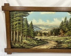 Vintage Original German Oil Painting Mountain Landscape Signed Framed 45″x23″