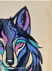 Bold Colorful Wolf Portrait Original Acrylic Painting 11×14 Signed Canvas Art