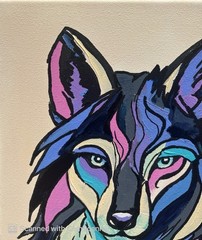 Bold Colorful Wolf Portrait Original Acrylic Painting 11×14 Signed Canvas Art