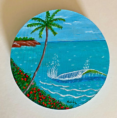 Hawaii Beach Original Painting on Wood, Maui Painting Art Wave Painting Art Gift