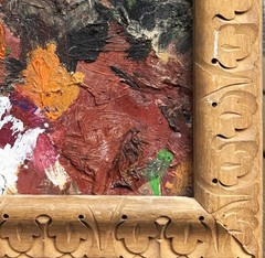 ANTQ French Provincial Artist’s Palette Double-Sided 3-D Impasto O/B Landscape!