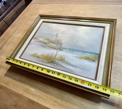 Catherine Parker Melton Original Oil on Canvas Coastal Lighthouse Dunes Gulls