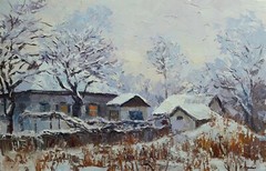 Oil Painting Winter Evening Serdyuk Boris Original Artwork Collection nSerb53