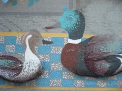 Hamilton, Vintage American Folk Art Painting Signed Genre Ducks Country Decor