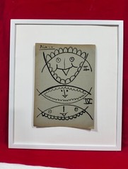 PABLO PICASSO PASTEL ON PAPER TETE D¨HOMME SIGNED AND DATED 1953 WITH FRAME