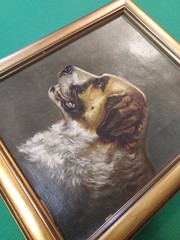 Antique St. Bernard Painting