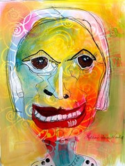 11″x14″ Canvas Abstract Wonky Whimsical Woman Design Home Art