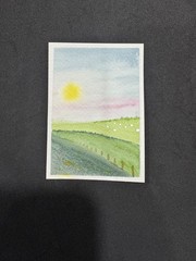 ACEO Original painting Beautiful Sunset (2.5×3.5 inches) Watercolor, signed