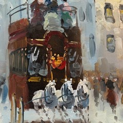 Large 36×48 European Street Scene Oil Painting Paris Impressionist Canvas