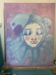 Pastel Clown Puppy Fantasy Painting On 11×14 Canvas Board