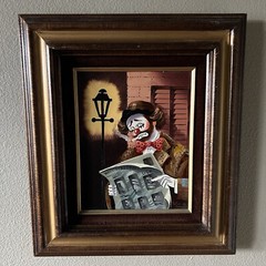 Signed Sad Clown Painting By Palencia