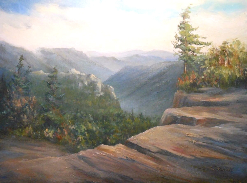 South Korea, Wolchulsan National Park, 9×12 oil painting by artist Celene Farris