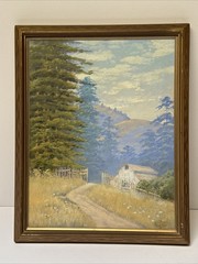 Antique California Landscape Painting Pastel Drawing Edwin Siegfried 1910’s