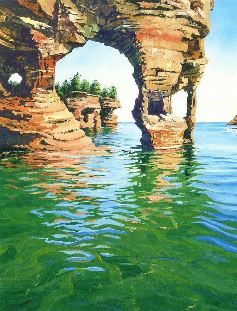 11×14 PRINT OF PAINTING RYTA Michigan folk art Picture Rock lake lighthouse 🌊