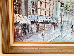 Framed Oil on Canvas Painting Paris Street Scene Signed Christo 19.5″ x 15.5″